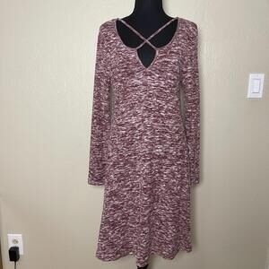 Women's Long Sleeve Knit Dress with Crisscross Neckline
